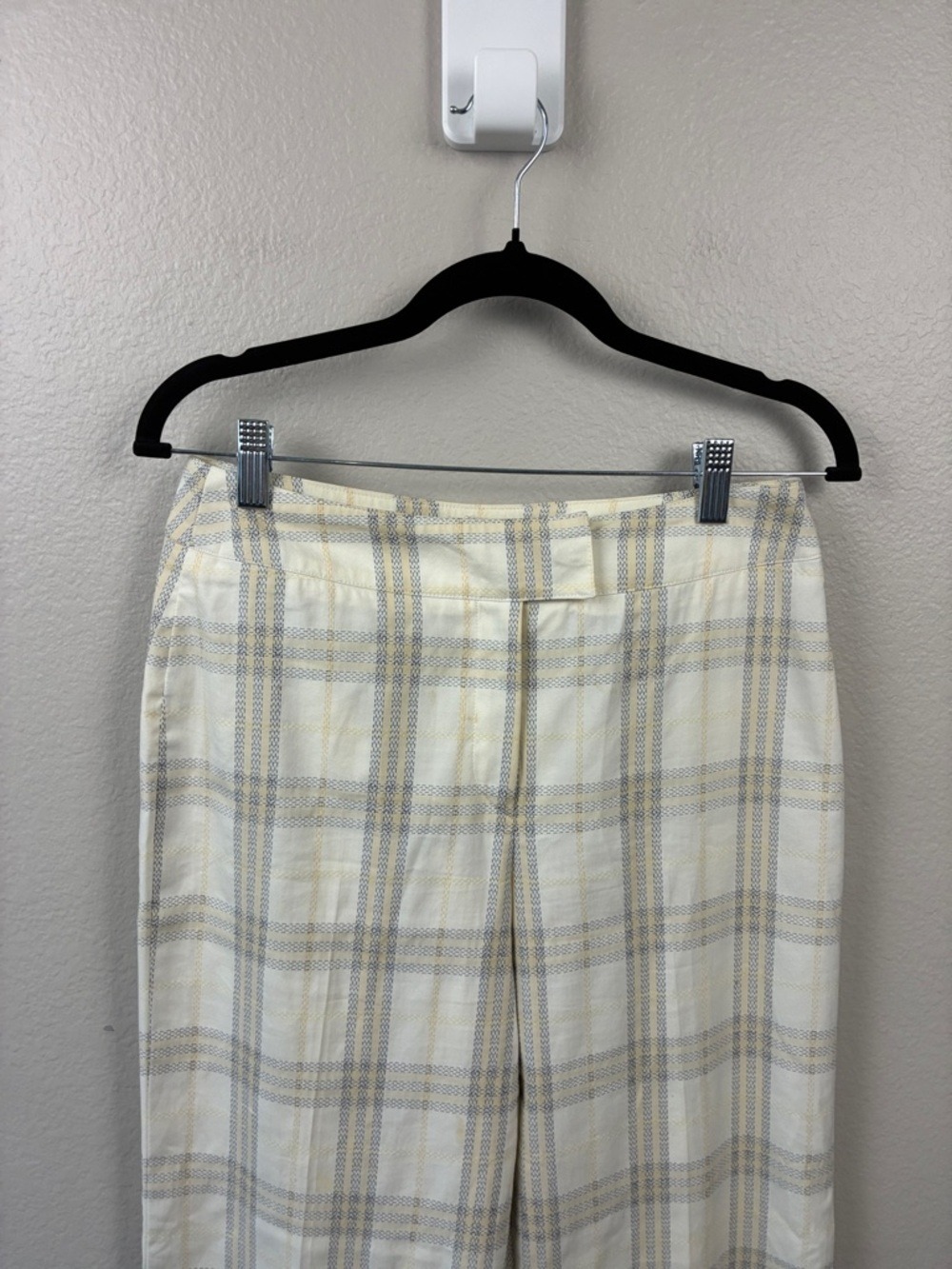 Burberry London Nova Check Pants Plaid Wide Leg Trousers Tan Cream Vintage 6 - Picture 3 of 7
